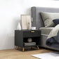Fluted Nightstand with Drawer - Black