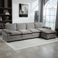 L-Shaped Chenille Sectional Sofa with Chaise - Grey