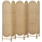 Bohemian Privacy Screen, Folding Room Divider with 6 Panels and Arched Top for Bedroom Living Room Office, Natural Wood