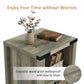 Small Side Table with Storage, Farmhouse End Table with Drawer, Open Shelf and Barn-style Panel, Nightstand for Living Room, Bedroom, Grey