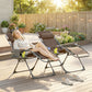 Zero Gravity Chair Set of 2, Folding Reclining Outdoor Lounge Chair with Cup Holder, Headrest, Brown