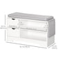 Upholstered Shoe Storage Bench with Drawer - White