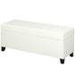 Storage Ottoman Bench, Foot Rest with Safety Hinges, 47 Inches Linen Storage Chest for Living Room, Cream White