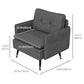 Accent Chair, Upholstered Armchair with Tufted Back Cushion and Steel Legs for Living Room, Bedroom, Dark Grey