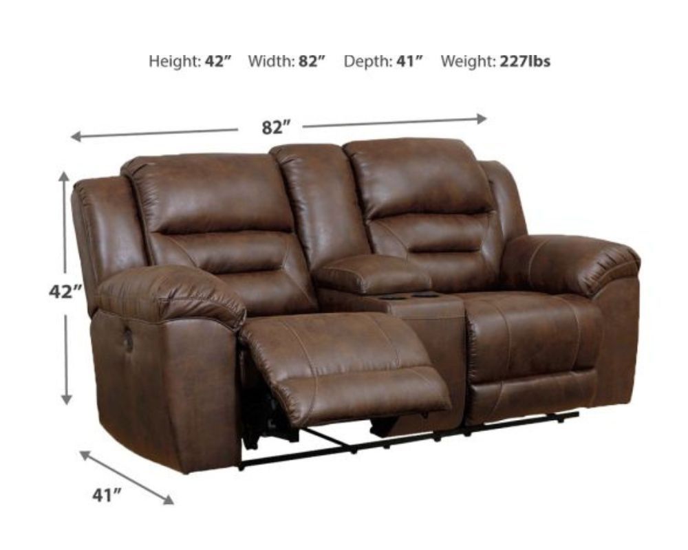 Stoneland - Chocolate - Dbl Power Reclining Loveseat With Console - Faux Leather