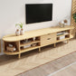 Stylish TV Stand with Rounded Corners and Oval Top, Versatile TV Cabinet for Living Room, 69" L x 15.5" W x 16.5" H, Natural Wood