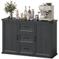 Sideboard with 3 Drawers and 2 Doors, 47" Buffet Cabinet with Adjustable Shelves for Kitchen, Black Wood Grain