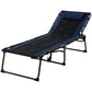 Folding Chaise Lounge w/ 5-level Reclining Back, Outdoor Tanning Chair Lounge Chair w/ Padded Seat, Side Pocket, Headrest, Carry Strap, for Beach, Yard, Patio, Blue