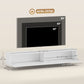 55" Floating TV Stand for TVs up to 72 Inch, Wall Mount Media Console with 2 Fluted Flip-Down Doors, Cable Hole, White