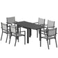 7 Pieces Outdoor Dining Set, Aluminum Patio Table and Chairs Set for 6 with Extendable Tabletop and Stackable Chairs
