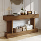 63 Inch Long Console Table, Vintage Narrow Entryway Table with Storage Shelf for Living Room and Hallway, Dark Brown