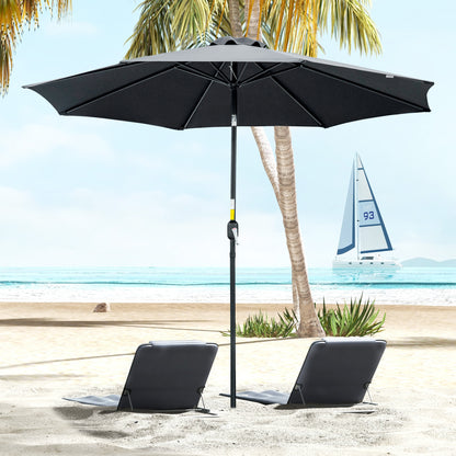 10' x 8' Black Round Market Umbrella with Crank & Tilt
