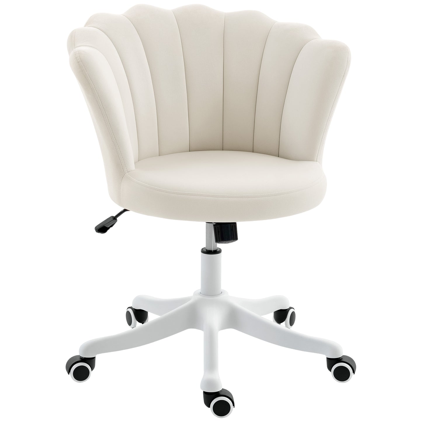 Office Chair, Armless Swivel Desk Chair with Adjustable Height, Backrest, Tilt Function for Office, Vanity, Cream