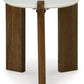 Isanti - White / Brown - Round End Table