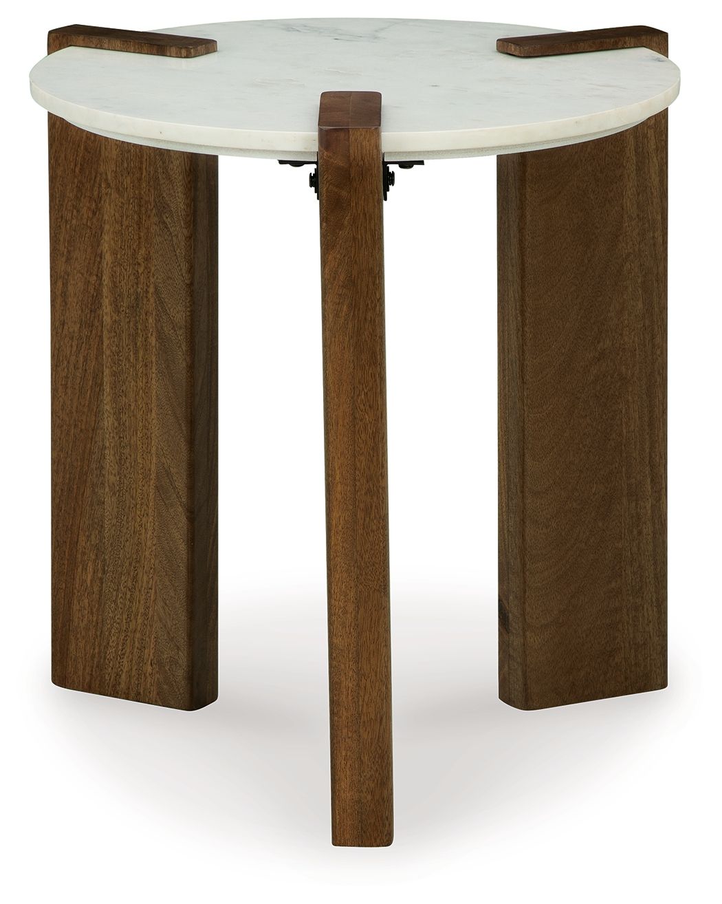 Isanti - White / Brown - Round End Table