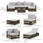 9 Pieces Wicker Patio Furniture Set with Cushion, Light Grey