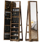 360° Swivel Jewelry Armoire, Lockable Mirror Jewelry Cabinet with Built-In Small Mirror, Rustic Brown