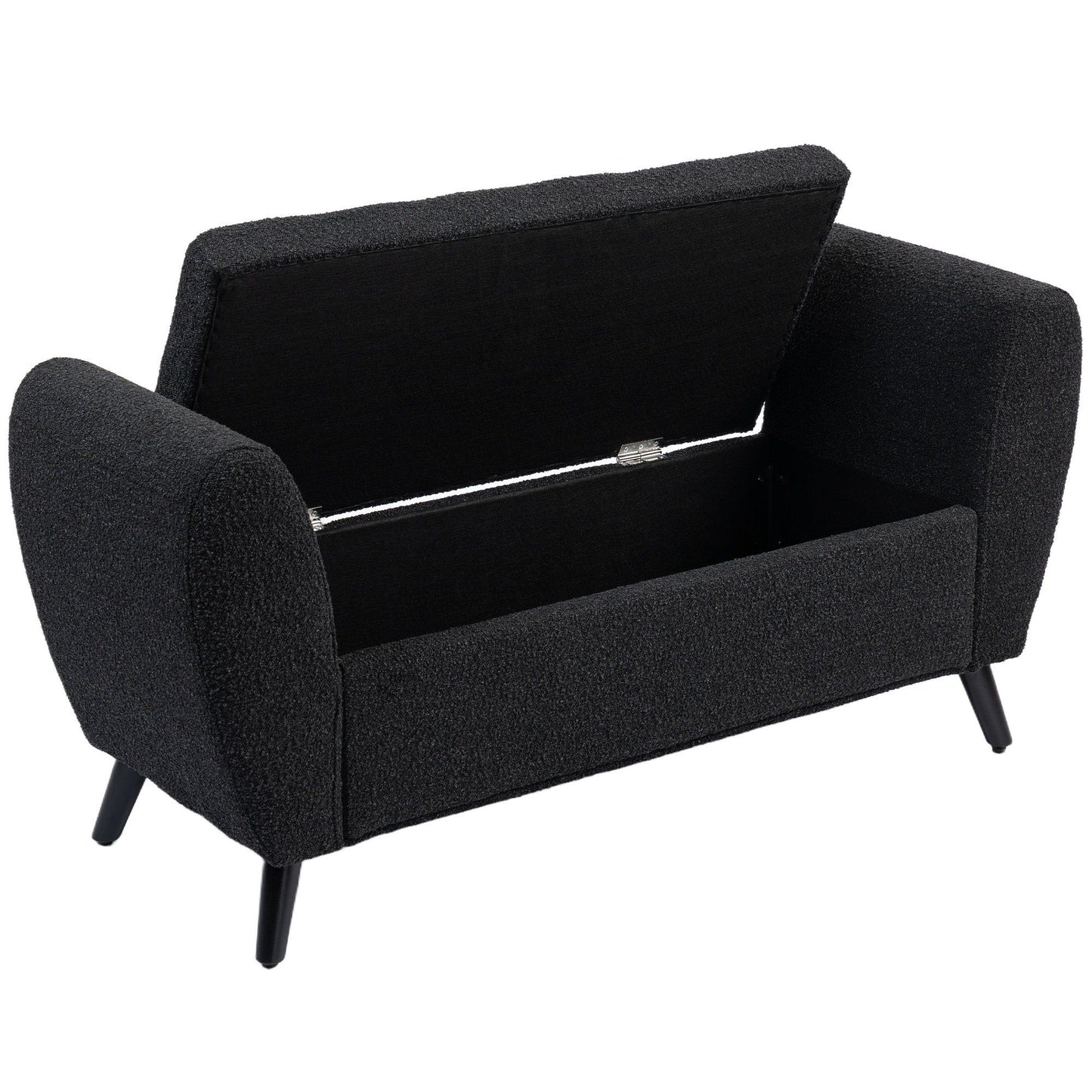 Upholstered Storage Bench with Arms - Black