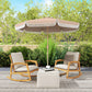 9ft Khaki Fringed Market Table Umbrella with Push Button Tilt