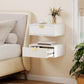 Floating Nightstand Set of 2 with Wave Drawer - White