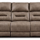 Stoneland - Reclining Sofa - Faux Leather - Fossil