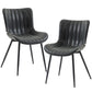 PU Leather Dining Chairs Set of 2 with Steel Legs - Black