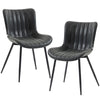 PU Leather Dining Chairs Set of 2 with Steel Legs - Black