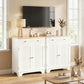 Sideboard Buffet Cabinet with Storage, 27" Kitchen Cabinet with Adjustable Shelf, 2 Drawers and 2 Doors, Coffee Bar Cabinet with Rubberwood Tabletop, White