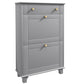 Slim Shoe Storage with 2 Flip Drawers and Adjustable Shelves Shoe Cabinet Organizer for 8 Pair, Grey