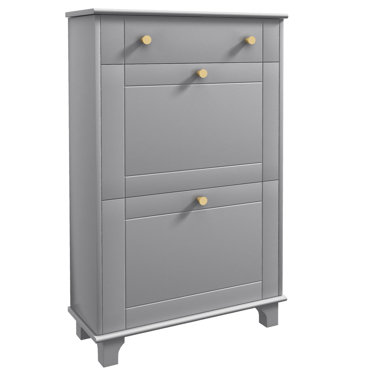 Slim Shoe Storage with 2 Flip Drawers and Adjustable Shelves Shoe Cabinet Organizer for 8 Pair, Grey