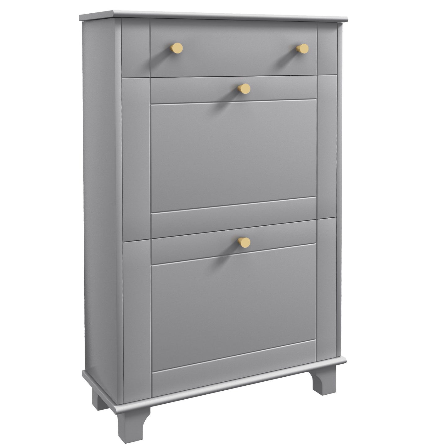 Slim Shoe Storage with 2 Flip Drawers and Adjustable Shelves Shoe Cabinet Organizer for 8 Pair, Grey