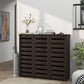 Narrow Shoe Cabinet with Slatted Doors, Adjustable Shelves for 20 Pairs of Shoes, Shoe Cabinet for Entryway, Dark Brown