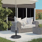 21 lbs Cement Round Market Umbrella Base Holder, 18" Heavy Duty Parasol Stand with Rattan Design for Patio, Black