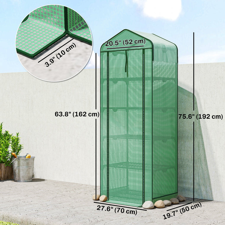 Portable Mini Greenhouse with Screen Roof & Roll-Up Door