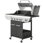 4 Burner Propane Gas Grill with Side Burner, 53,000 BTU BBQ Grill with Cast Iron Grates, Wheels, Warming Rack, Cabinet