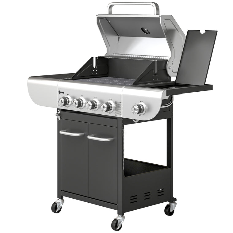 4-Burner Propane Gas Grill with Cast Iron Grates
