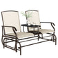 Patio Glider Rocking Chair 2 Person Outdoor Loveseat Rocker Garden Furniture Bench, Beige