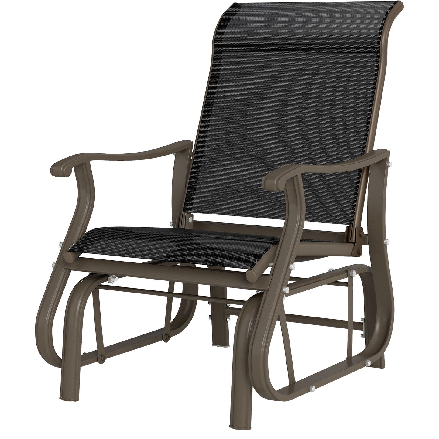 Outdoor Glider Chair, Patio Glider with Steel Frame and Mesh Fabric, Outdoor Chair for Backyard, Garden, Porch, Black