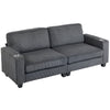 3-Seater Fabric Sofa with Cup Holders - Dark Grey