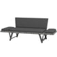 Convertible Wicker Loveseat Grey Patio Chaise Lounge