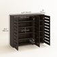 Narrow Shoe Cabinet with Slatted Doors, Adjustable Shelves for 20 Pairs of Shoes, Shoe Cabinet for Entryway, Dark Brown