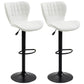 Bar Stools Set of 2 Adjustable Height Swivel Bar Chairs in PU Leather with Backrest & Footrest, White