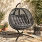 Double Egg Chair with Stand, 2 Person Hanging Swing Egg Chair with Cushion, Pockets, Grey