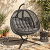 Double Egg Chair with Stand, 2 Person Hanging Swing Egg Chair with Cushion, Pockets, Grey