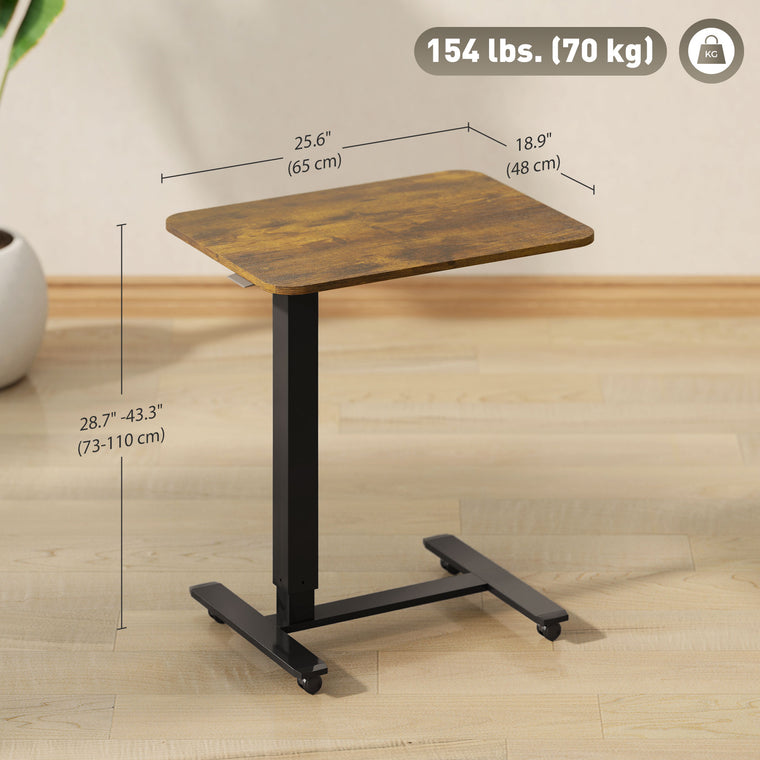 43" Pneumatic Standing Desk with Wheels - Rustic Brown