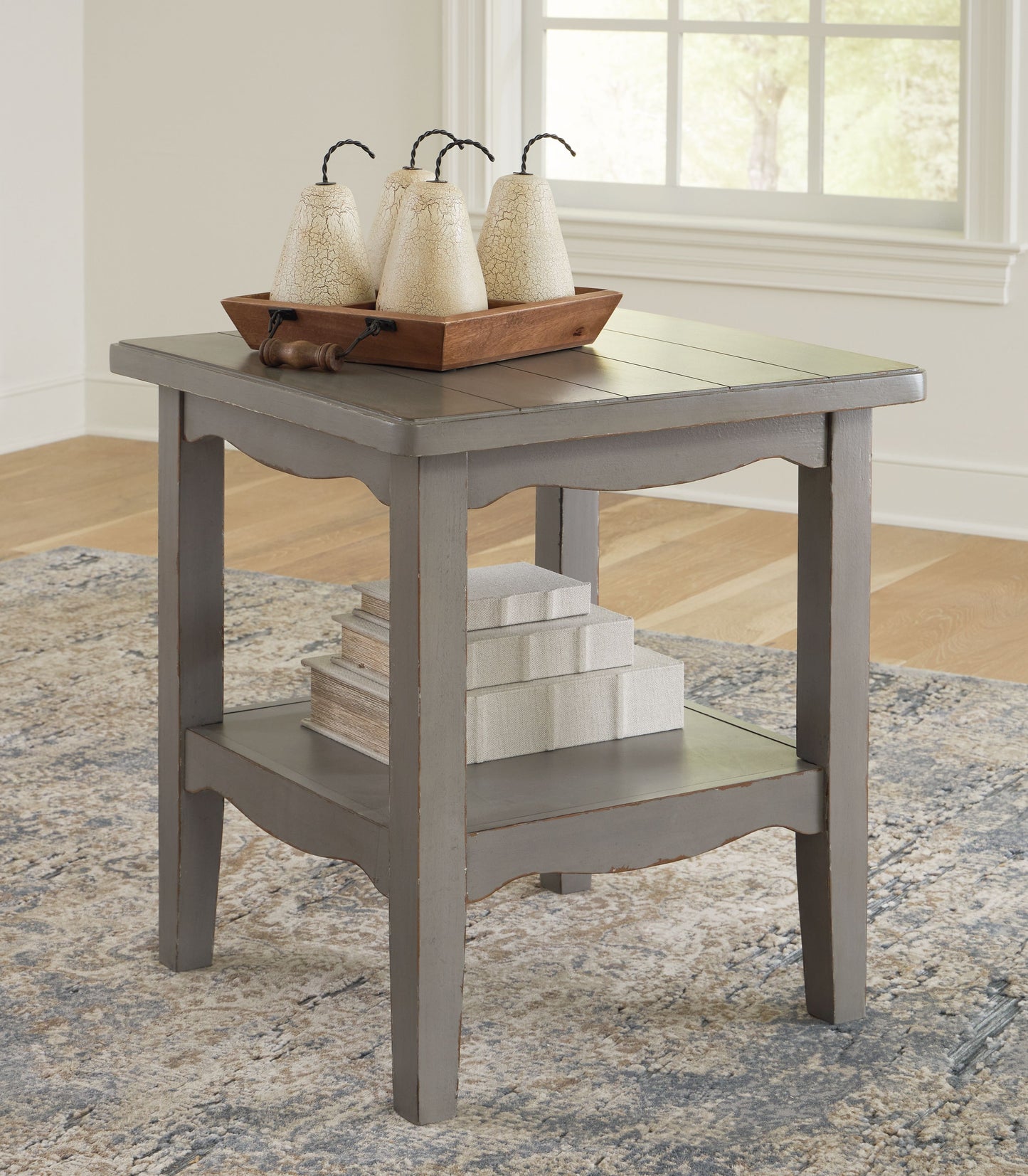 Charina - Antique Gray - Square End Table