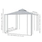 10' x 10' Steel Outdoor Patio Gazebo Canopy with Removable Mesh Curtains, Display Shelves, & Steel Frame, Grey