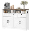 Buffet Sideboard with 4 Barn Doors and 3 Drawers - White