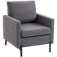Accent Chair Modern Upholstered Armchair with Side Pockets and Cushion for Bedroom, Living Room, Dark Grey