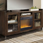 Starmore - Brown - 70" TV Stand With Glass/Stone Fireplace Insert